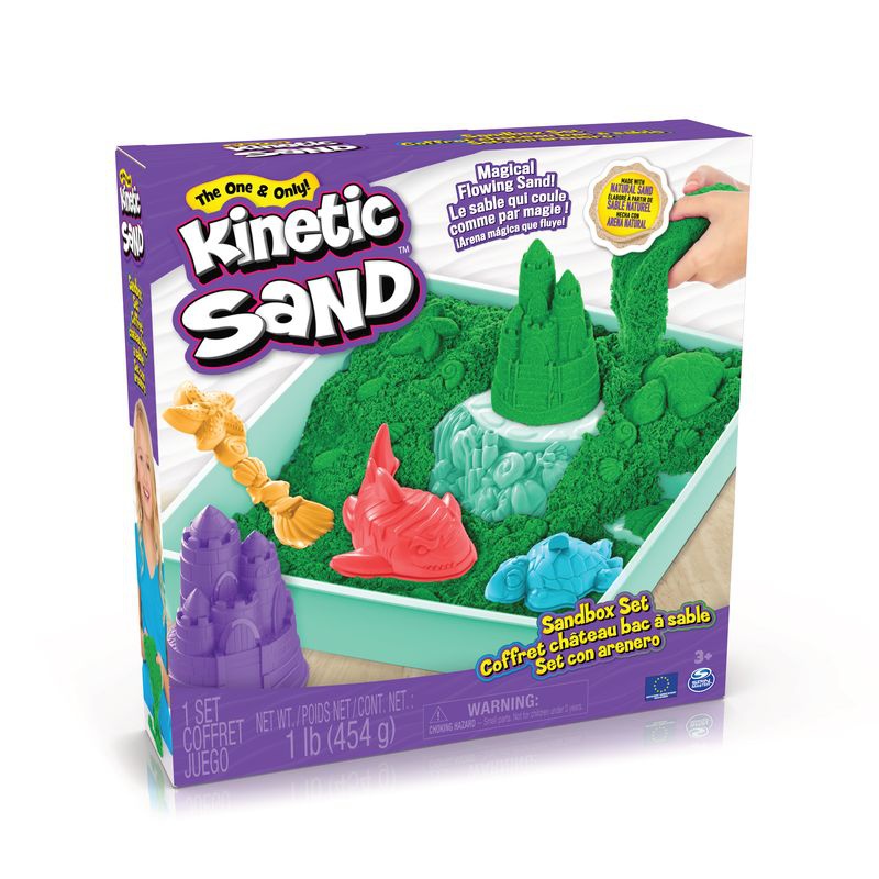Kinetic Sand кутия с течен пясък и зелена подложка