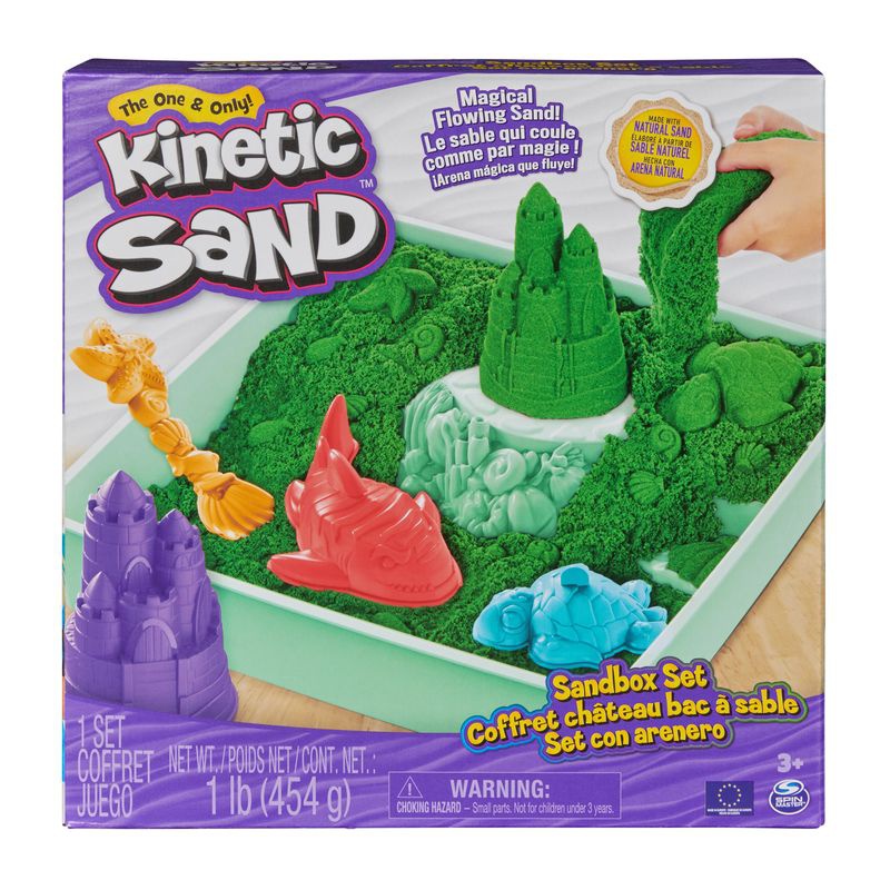 Kinetic Sand кутия с течен пясък и зелена подложка