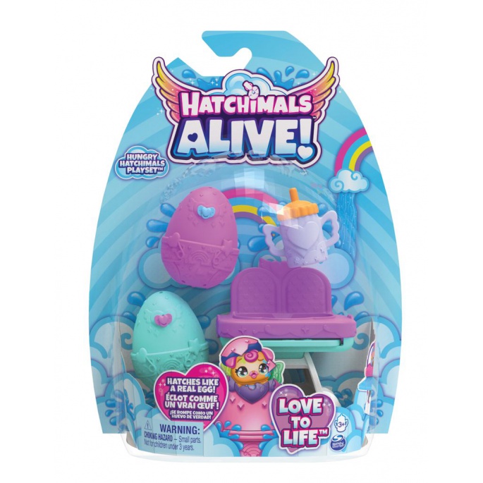 Hatchimals игрален комплект със столче за хранене на животни