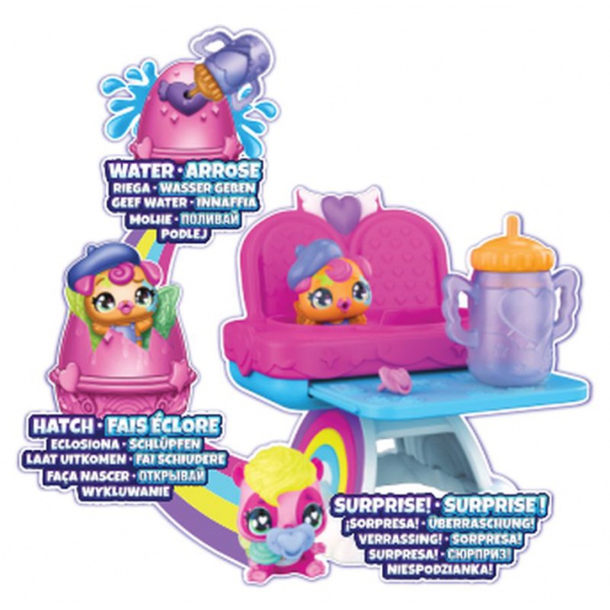 Hatchimals игрален комплект със столче за хранене на животни