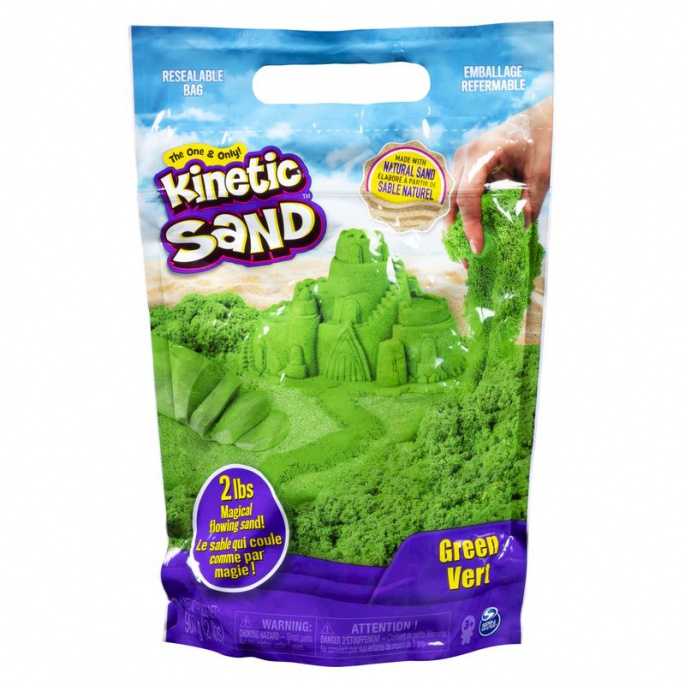 Kinetic Sand опаковка със зелен текуч пясък 0,9 кг